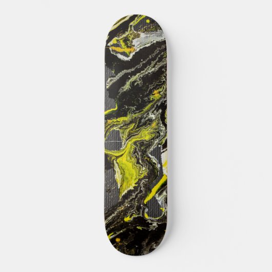 Abstract expressionisme Zwart-geel Persoonlijk Skateboard (Voorkant)