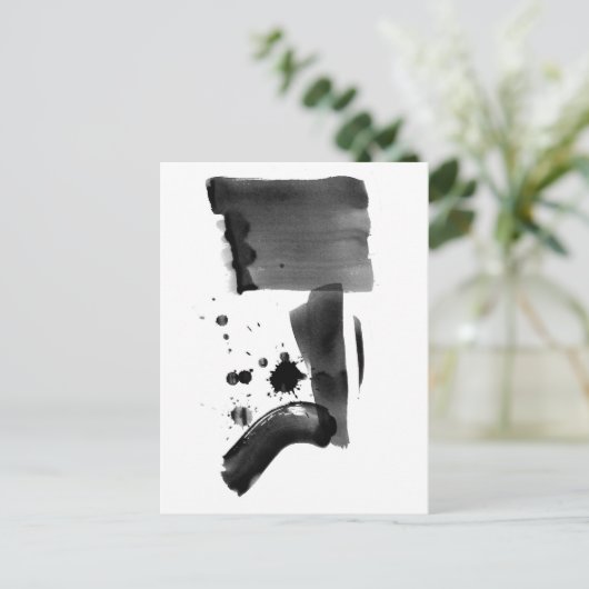 Abstract expressionisme Zwart Wit Briefkaart (Staand voorkant)