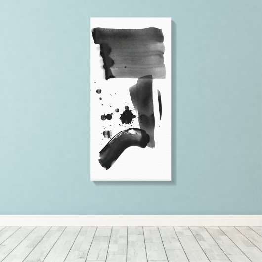 Abstract Expressionisme Zwart Wit Canvas Afdruk (Insitu (Houten vloer))