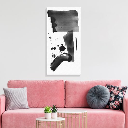 Abstract Expressionisme Zwart Wit Canvas Afdruk (Insitu (Woonkamer))