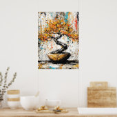 Abstract Expressionist Bonsai Tree Zen Nature Art Poster (Keuken)
