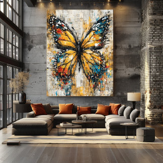 Abstract Expressionist Butterfly Painting Colorful Poster