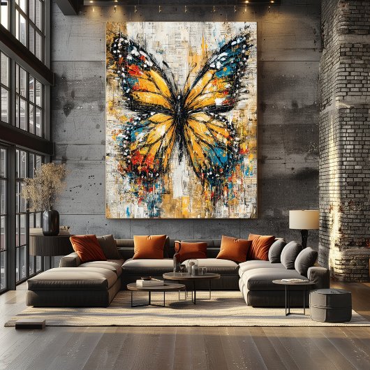 Abstract Expressionist Butterfly Painting Colorful Poster
