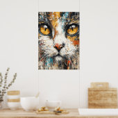 Abstract Expressionist Cat Portrait Modern Animal  Poster (Keuken)