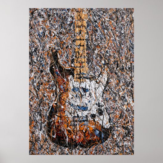 Abstract Expressionist Electric Guitar Drip Art Poster (Voorkant)