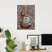Abstract Expressionist Electric Guitar Drip Art Poster (Thuiskantoor)