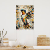 Abstract Expressionist Hummingbird Painting Modern Poster (Keuken)