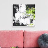 Abstract Expressionist Impasto Black White Neon Gr Canvas Afdruk (Insitu (Woonkamer))