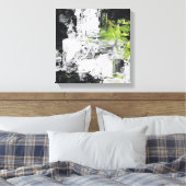 Abstract Expressionist Impasto Black White Neon Gr Canvas Afdruk (Insitu (Slaapkamer))