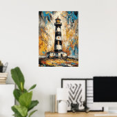 Abstract Expressionist Lighthouse Painting Coastal Poster (Thuiskantoor)