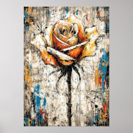 Abstract Expressionist Rose Painting Modern Floral Poster (Voorkant)