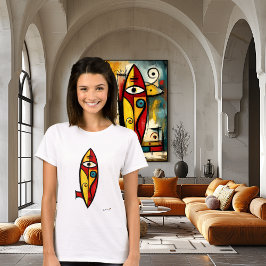 Abstract Expressionist Surfboard Art – Modern T-shirt