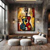 Abstract Expressionist Ukulele – Symbolic Modern Poster