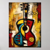 Abstract Expressionist Ukulele – Symbolic Modern Poster (Voorkant)