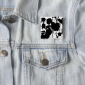 Abstract expressionist vierkante button 5,1 cm (In situ)