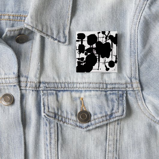 Abstract expressionist vierkante button 5,1 cm (In situ)