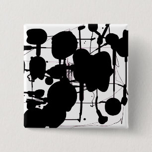 Abstract expressionist vierkante button 5,1 cm