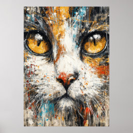 Abstract expressionistisch kattenportret modern di poster