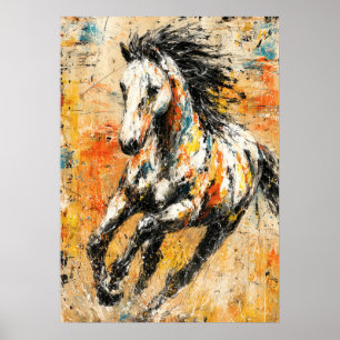 Abstract expressionistisch paard schilderij dynami poster