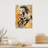 Abstract expressionistisch paard schilderij dynami poster (Keuken)