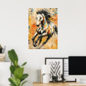 Abstract expressionistisch paard schilderij dynami poster (Thuiskantoor)