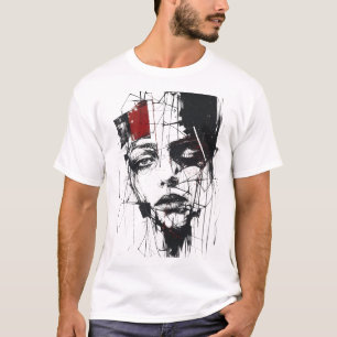 Abstract Expressionistisch Portret Grafisch T-Shir T-shirt