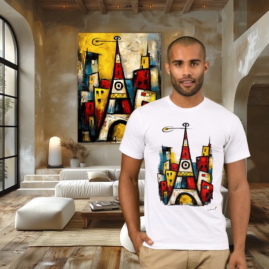 Abstract expressionistisch stadslandschap | Modern T-shirt