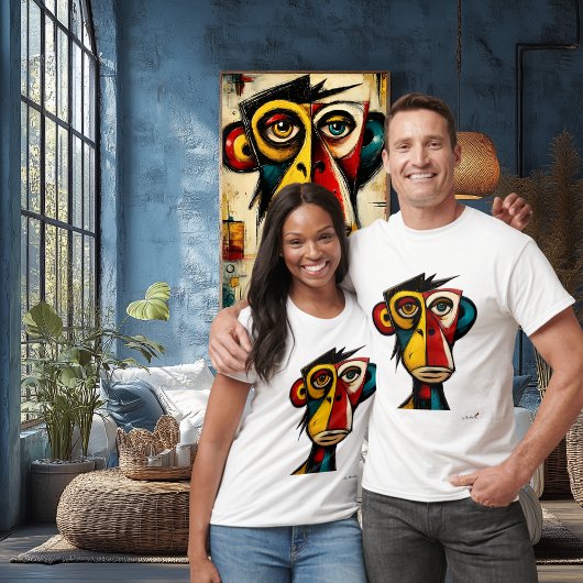 Abstract Expressionistische Aap | Modern Geometris T-shirt