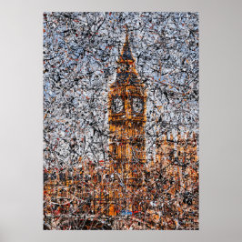 Abstract expressionistische Big Ben Londen Drip Ar Poster