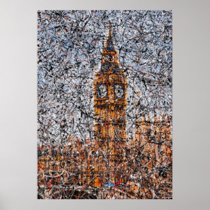 Abstract expressionistische Big Ben Londen Drip Ar Poster