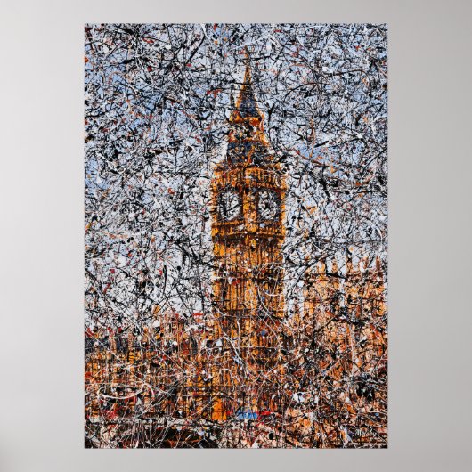 Abstract expressionistische Big Ben Londen Drip Ar Poster (Voorkant)
