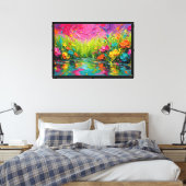 Abstract expressionistische bloementuin canvas afdruk (Insitu (Slaapkamer))