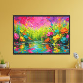 Abstract expressionistische bloementuin canvas afdruk (Insitu (Woonkamer))