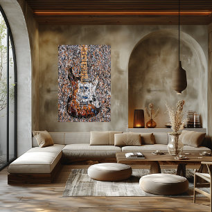 Abstract Expressionistische Elektrische Gitaar Dri Poster