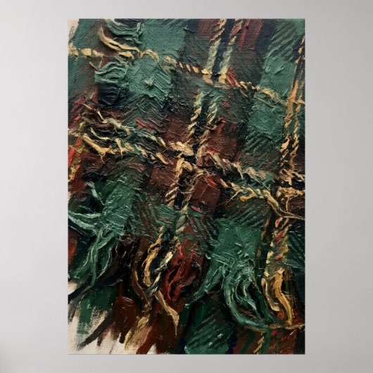 Abstract expressionistische gestructureerde olieve poster (Voorkant)