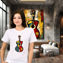 Abstract expressionistische gitaar kunst – Moderne T-shirt