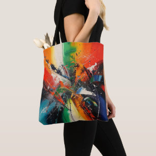Abstract expressionistische kleurrijke schilderkun tote bag