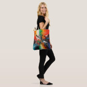 Abstract expressionistische kleurrijke schilderkun tote bag (Op model)