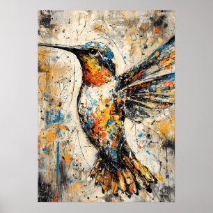 Abstract Expressionistische Kolibrie Schilderij Mo Poster