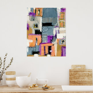 Abstract Expressionistische Kunst Gebouwen Schilde Poster