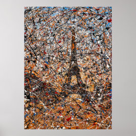 Abstract Expressionistische Parijs Eiffeltoren Dri Poster