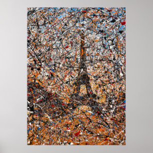 Abstract Expressionistische Parijs Eiffeltoren Dri Poster