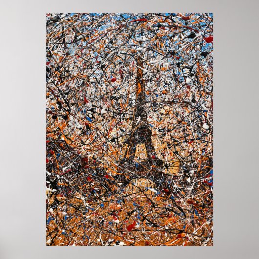 Abstract Expressionistische Parijs Eiffeltoren Dri Poster (Voorkant)