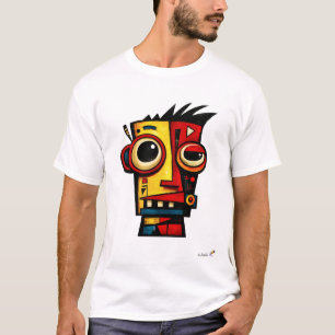 Abstract Expressionistische Robot Geometrische Mod T-shirt