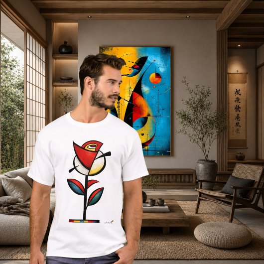 Abstract Expressionistische Roos Moderne Bloemschi T-shirt