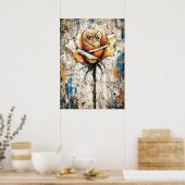 Abstract expressionistische roos schilderij modern poster (Keuken)
