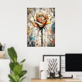 Abstract expressionistische roos schilderij modern poster (Thuiskantoor)