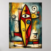 Abstract Expressionistische Surfplank – Symbolisch Poster (Voorkant)