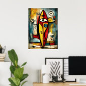 Abstract Expressionistische Surfplank – Symbolisch Poster (Thuiskantoor)