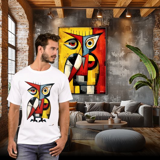 Abstract Expressionistische Uil Moderne Dierenkuns T-shirt